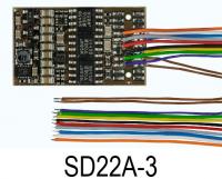 D&H SD22A-3, Fahr + Sounddecoder, mit 11 Anschlusslitzen, SX1, SX2, DCC und MM, 2,0A, 8 Ausgänge, über 100 Sounds zur Auswahl